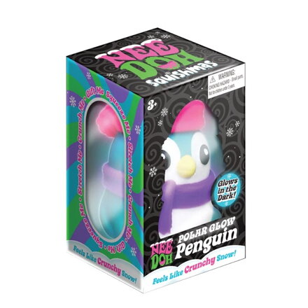 Schylling NeeDoh Polar Glow Penguin Chrumkavý antistresový tučniak svietiaci v tme