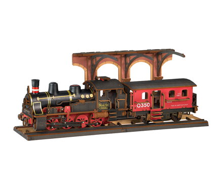 RoboTime 3D drevené puzzle Vintage parná lokomotíva