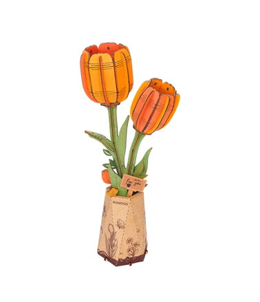 RoboTime 3D drevená skladačka Oranžový tulipán