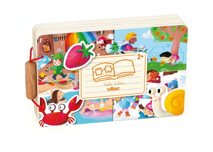 Vilac Drevená knižka s puzzle 4 ročné obdobia