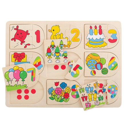 Bigjigs Toys Vkladacie puzzle Obrázky a počítanie
