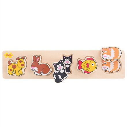 Bigjigs Toys Drevené vkladacie puzzle - Domáce zvieratá