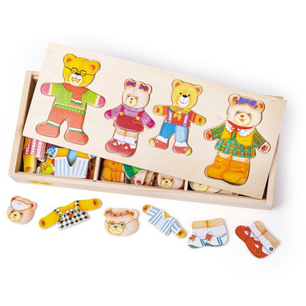 Bigjigs Toys Drevené obliekacie puzzle - Medvedia rodinka