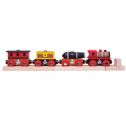 Bigjigs Rail Drevené vláčiky - Pirátsky vlak + 3 koľaje