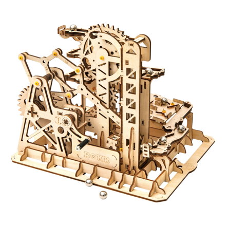 RoboTime Drevené 3D mechanické puzzle Guľôčkové dráhy Veža 227 ks