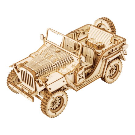 RoboTime Drevené 3D puzzle Vojenský jeep 369 ks