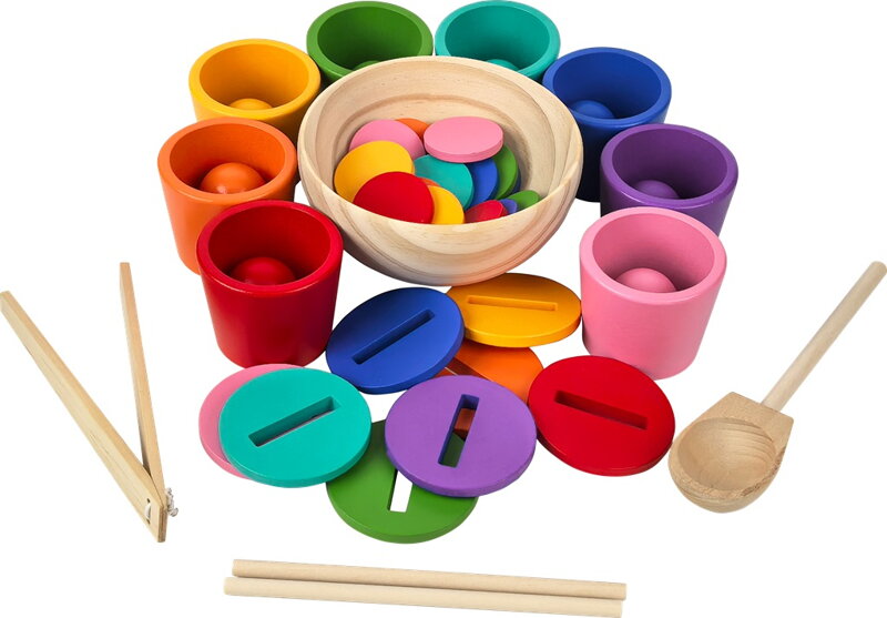 2Kids Toys Dúhové guličky, mince a kalíšky 8 farieb - poškodený obal