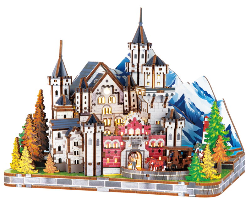 2Kids Toys 3D drevená skladačka Miniatúrna scéna Zámok Neuschwanstein
