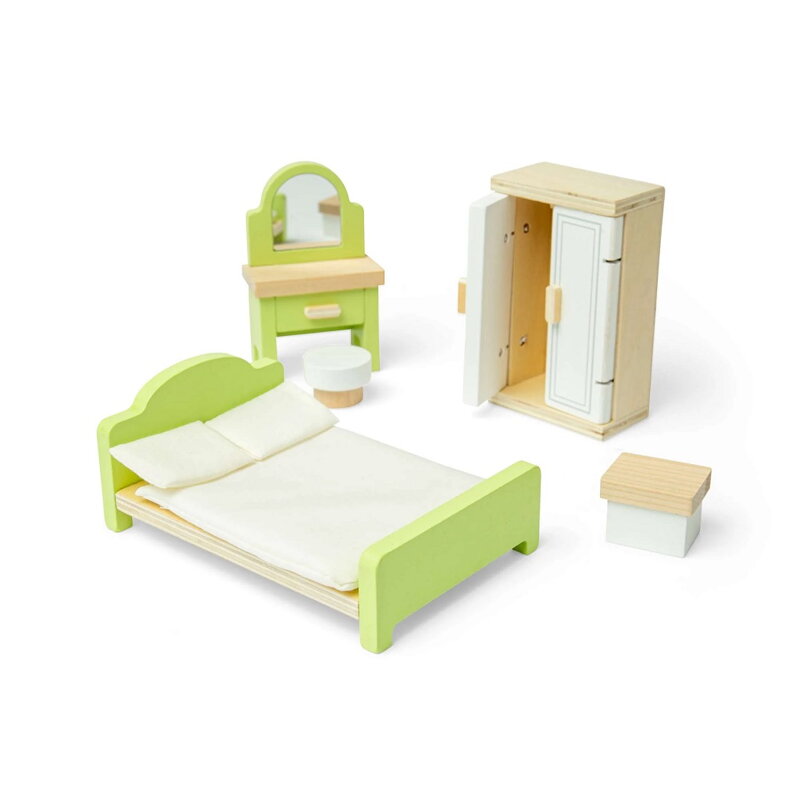 Bigjigs Toys Drevený nábytok do domčeka pre bábiky Spálňa