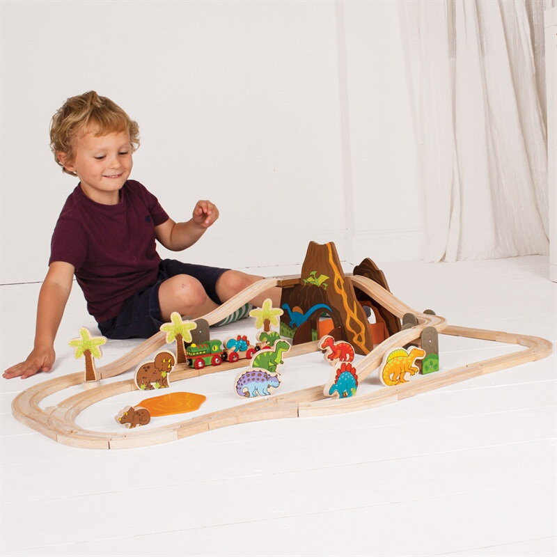 Bigjigs Rail Drevená vláčikodráha Dinosaurus