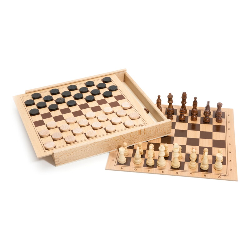 Šach a dáma v drevenom boxe