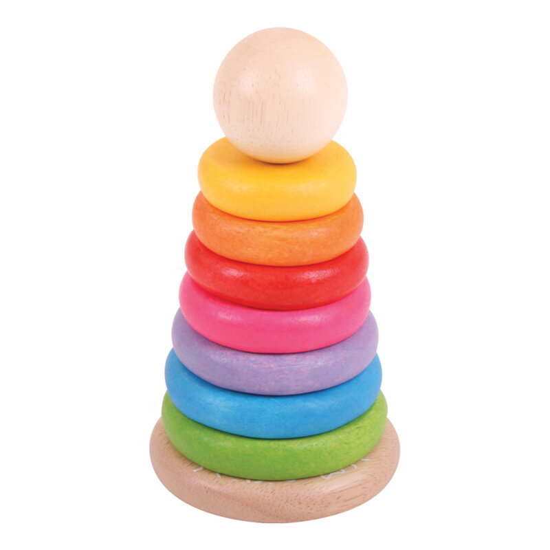 Bigjigs Toys Nasadzovanie na tyč - Dúhový panáčik