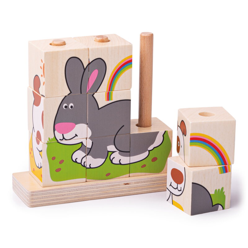 Bigjigs Toys Nasadzovacie kocky Zvieratká