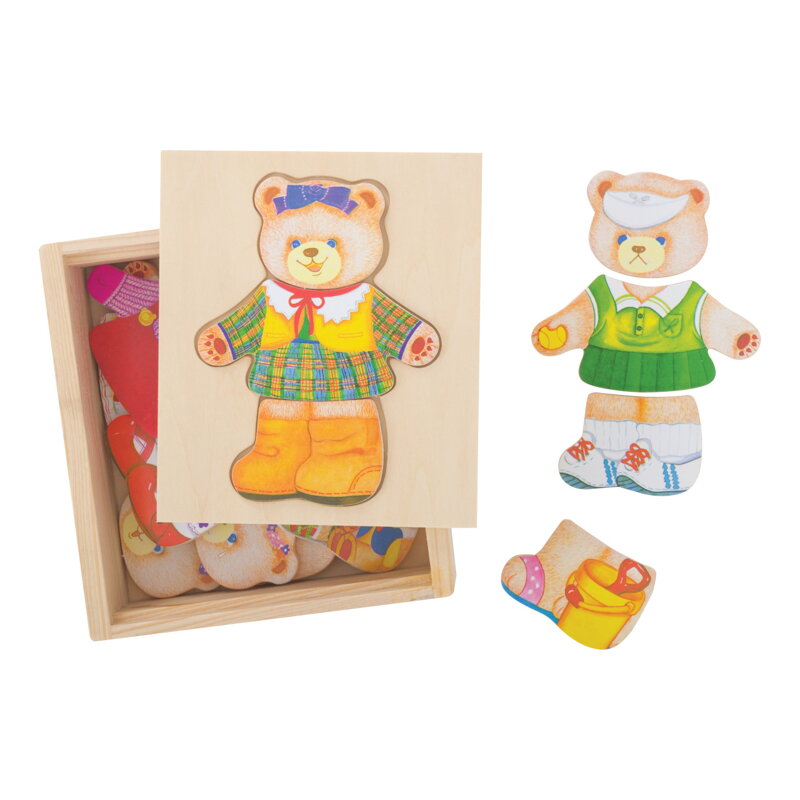 Bigjigs Toys Drevené obliekacie puzzle - Pani Medvedica