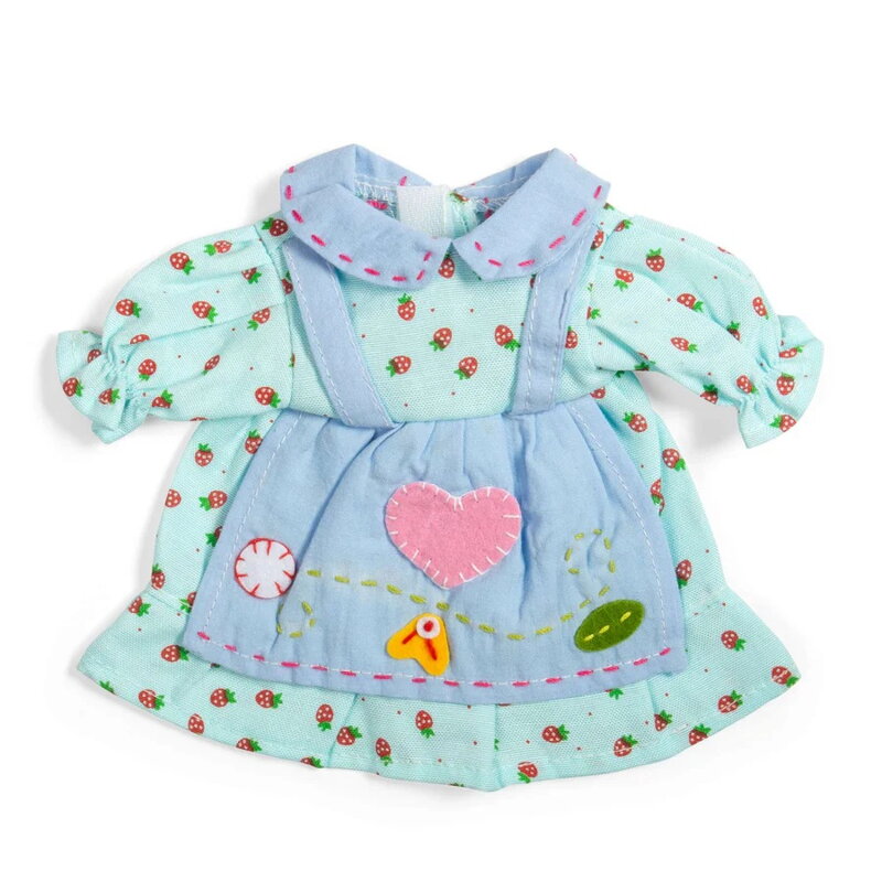 Bigjigs Toys Modré šaty s jahôdkami pre bábiku 28 cm