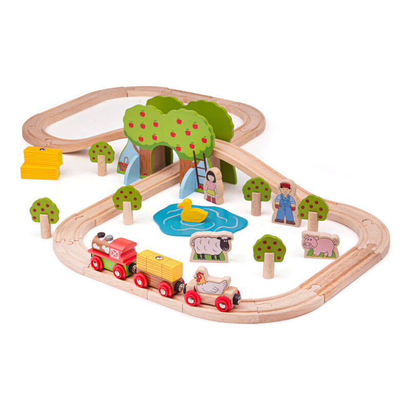 Bigjigs Rail Drevená vláčikodráha - Farma