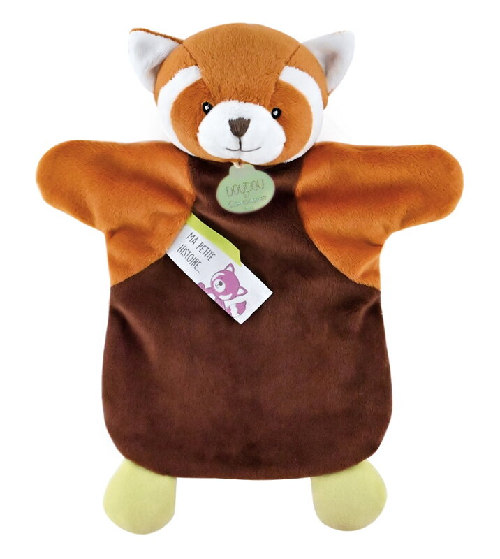 Doudou Plyšový maňuška Panda červená 25 cm