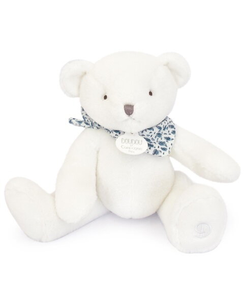 Doudou Plyšový medvedík biely 25 cm