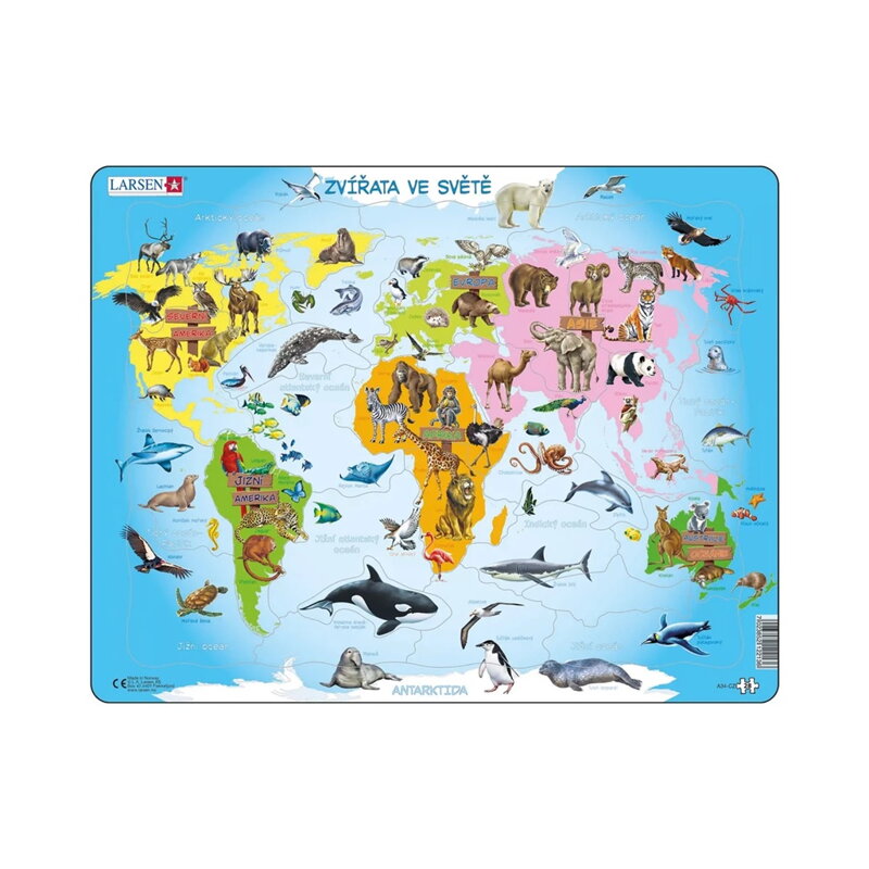 Dino Vzdelávacie puzzle Zvieratá vo svete 28 dielikov