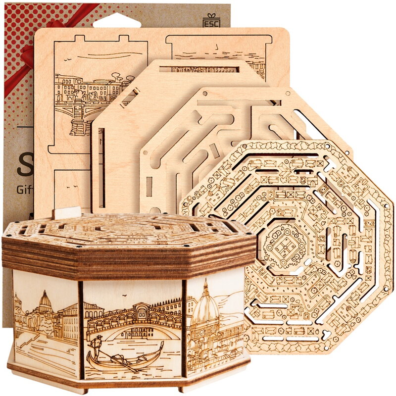 3D drevená skladačka Secret Box