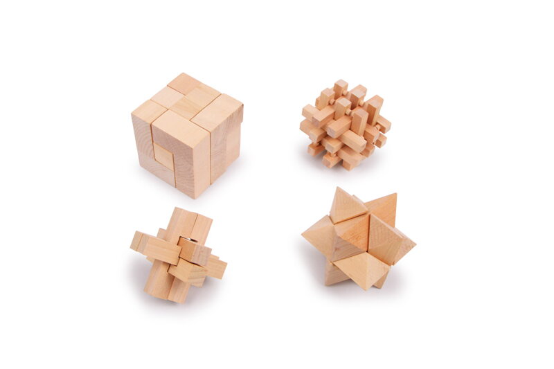 Drevené hlavolamy set 4 ks