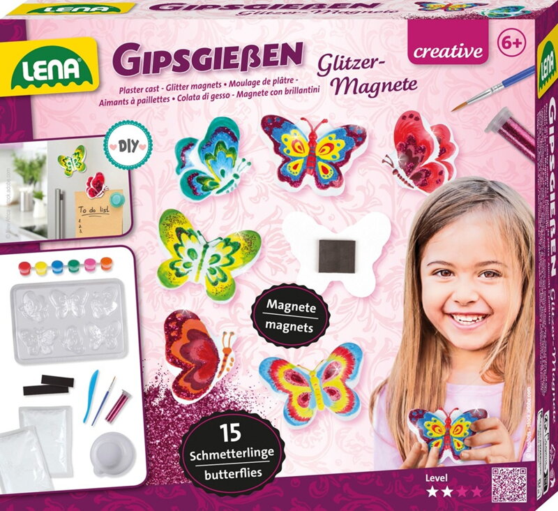 Lena Sádrové odliatky magnetiek s trblietkami Motýle