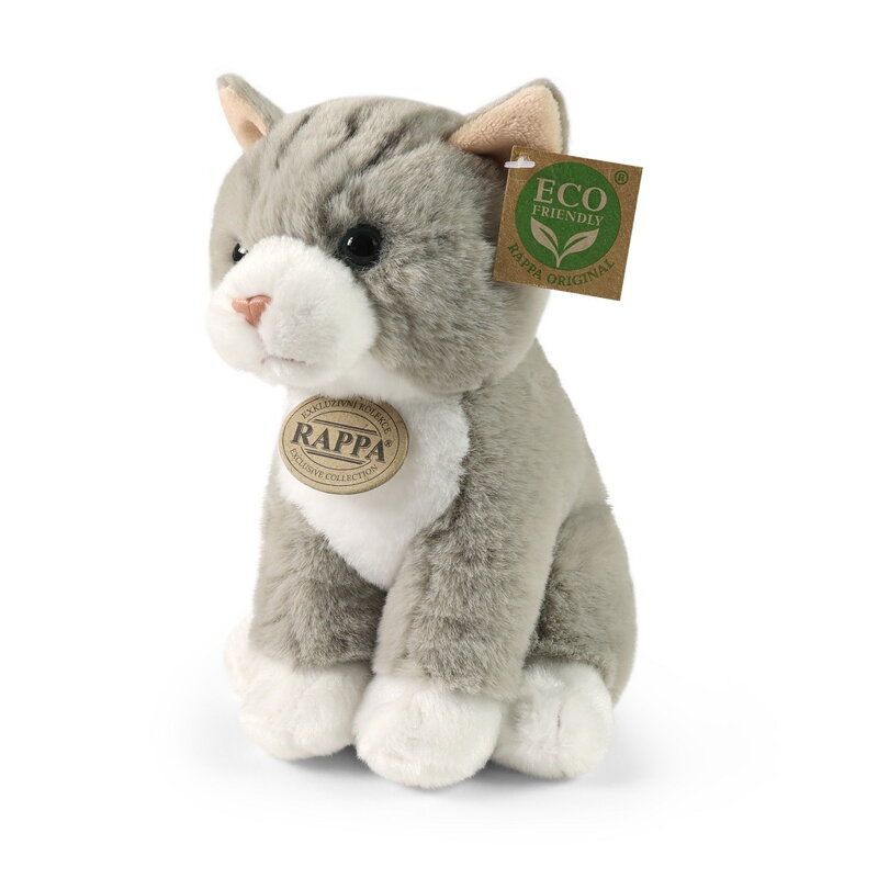 Rappa Plyšová mačka sediaca šedá 23 cm SOFT COLLECTION, ECO-FRIENDLY