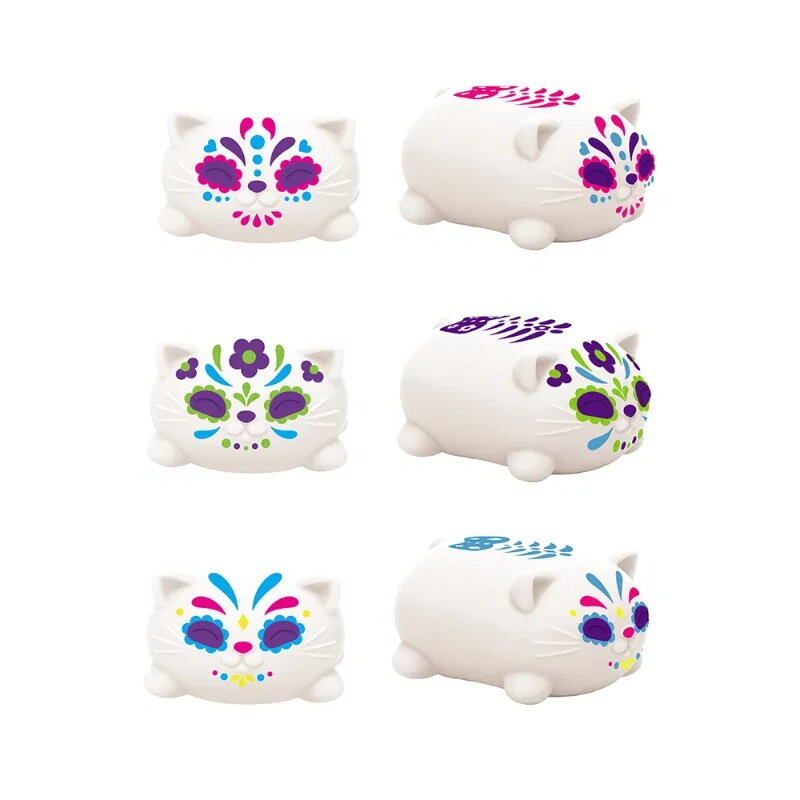 Schylling NeeDoh Stláčacia Sugar Skull mačka svietiaca v tme