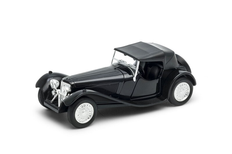 Welly SS Jaguar 100 so strechou model 1:34 strieborný