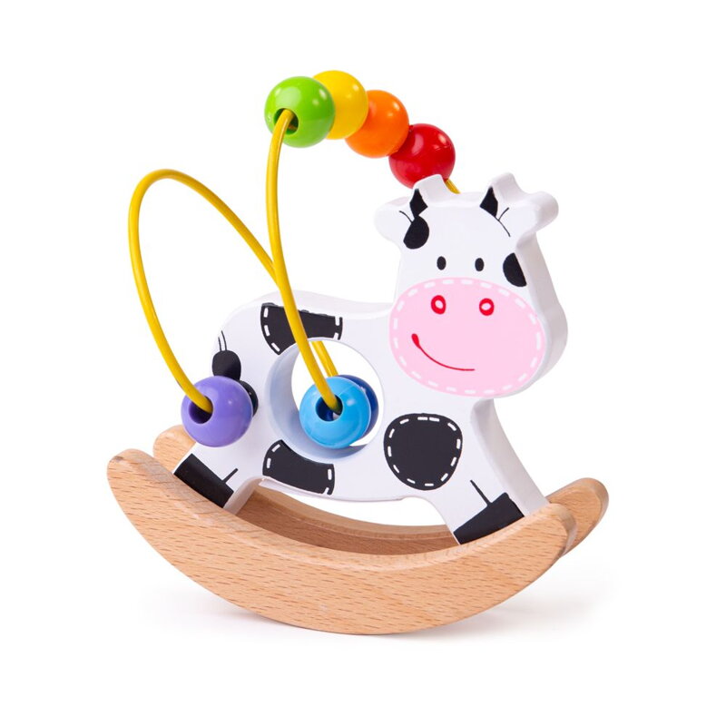 Bigjigs Toys Motorický labyrint na hojdačke - Kravička