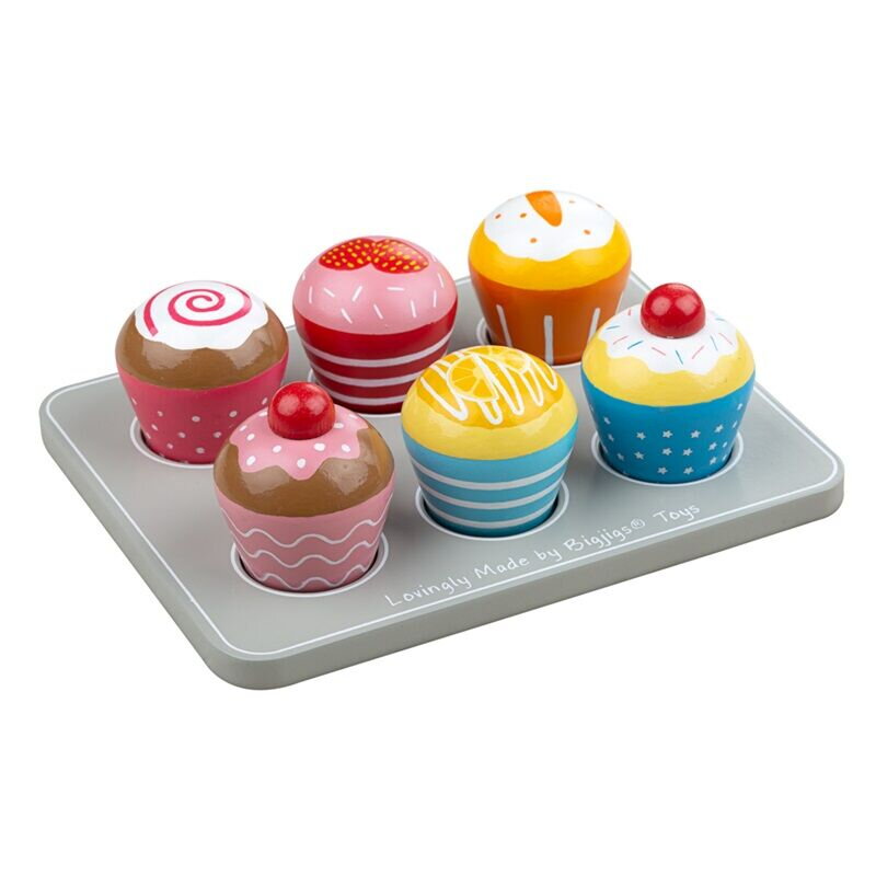 Bigjigs Toys Drevený podnos Muffiny