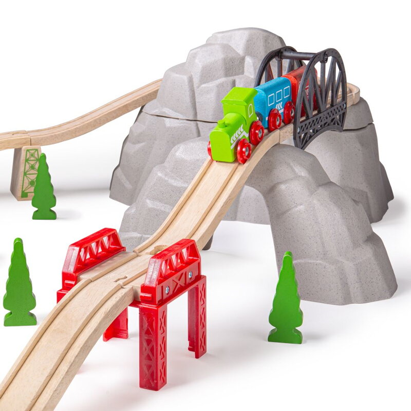 Bigjigs Rail Drevené vláčiky - Set vysokohorská dráha