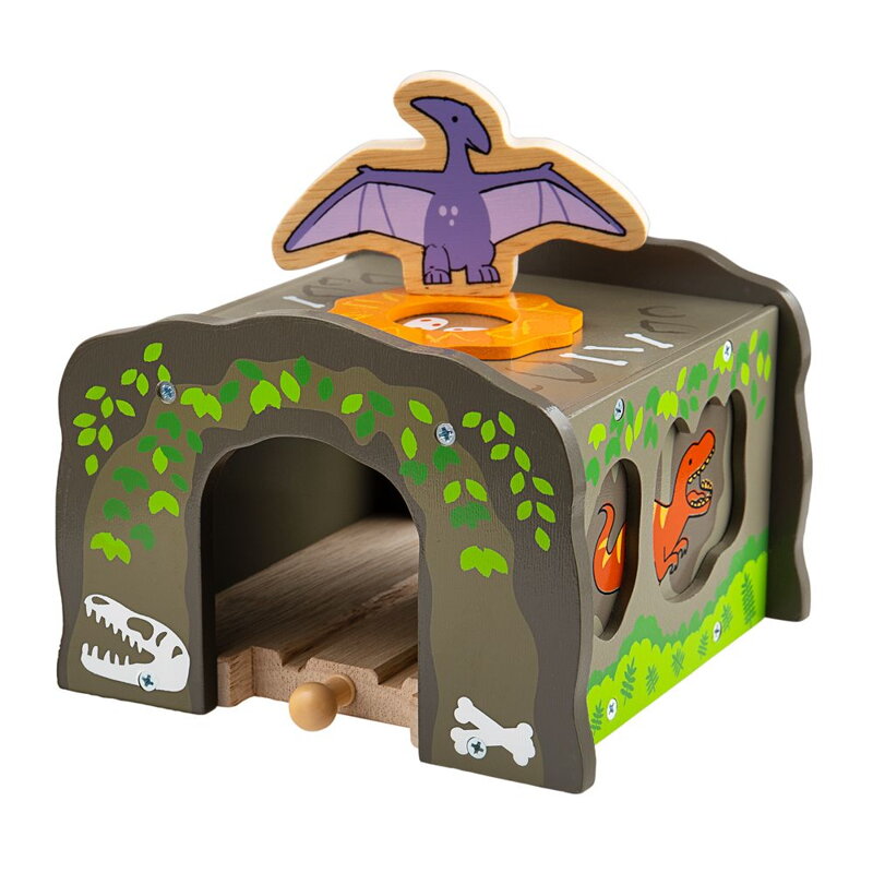 Bigjigs Rail Drevená vláčiky - Dinosaurí tunel T-Rex