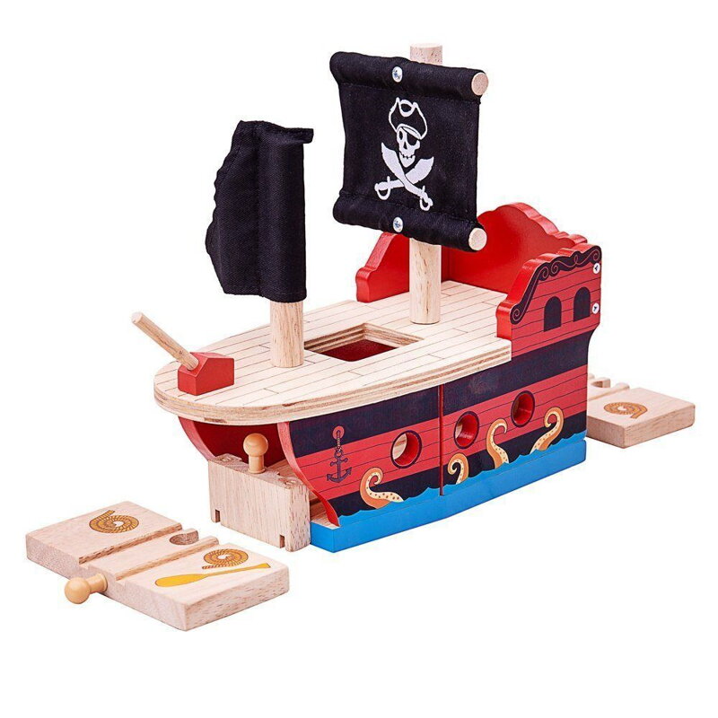 Bigjigs Rail Drevené vláčiky - Pirátska galéra