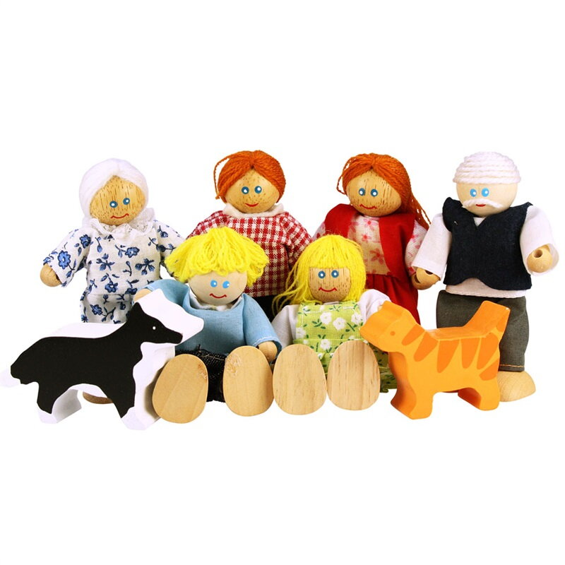 Bigjigs Toys Bábiky - Set rodinky do domčeka 8 ks
