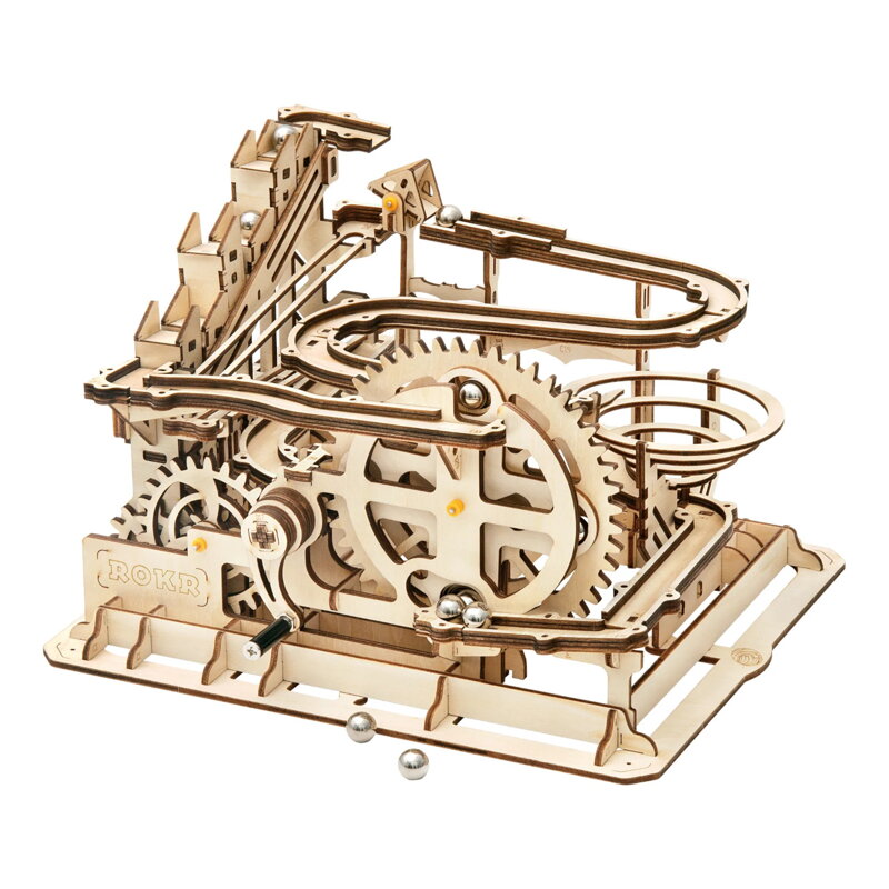RoboTime Drevené 3D mechanické puzzle Guľôčkové dráhy Špirála 233 ks
