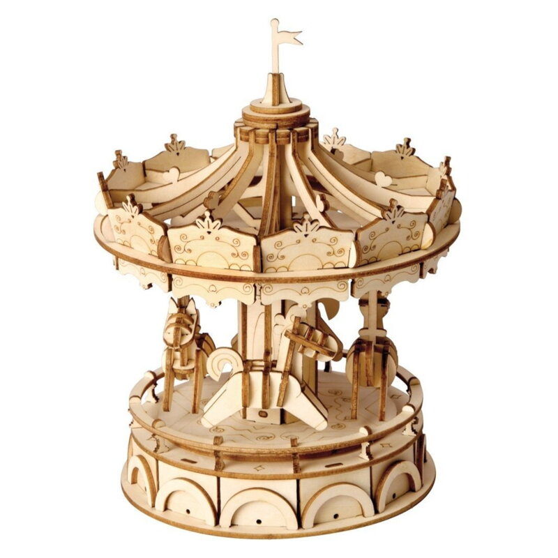 RoboTime Drevené 3D puzzle Veselý kolotoč 178 ks