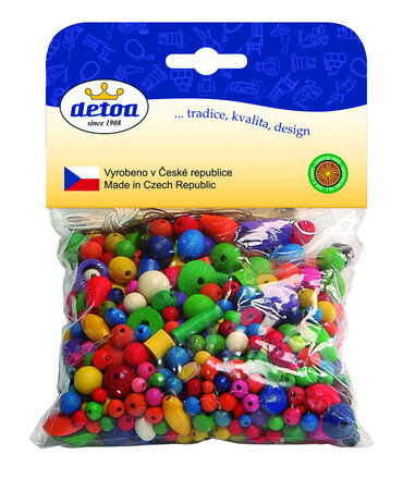 Detoa Drevené korálky - Mix perál farebných 100g